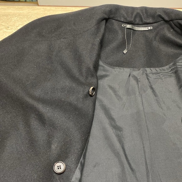 ALL SAINTS Asymmetrical Wool Coat, leather sleeves, Great Condition, see photos - Picture 14 of 15